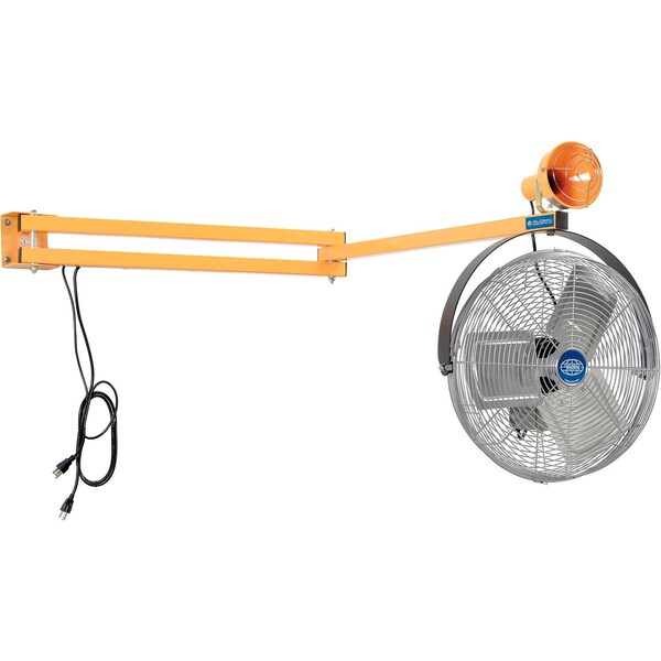 Global Industrial Double Arm Dock Light w/ 18in 3-Speed Fan, 60in Reach, Par38 Bulb Compatible 812431 - main